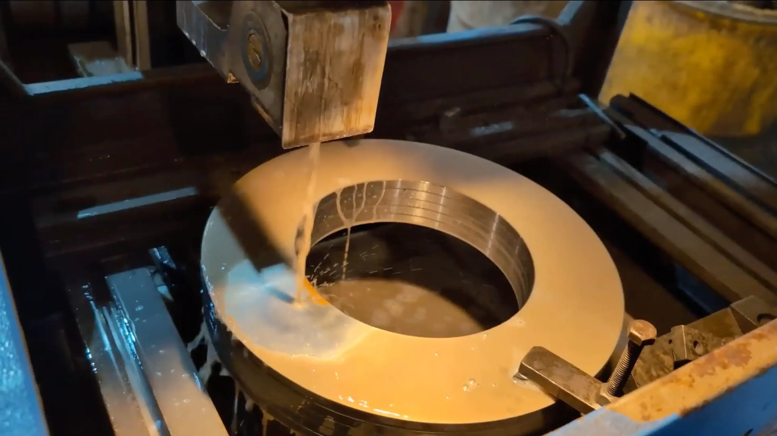 Keyway being machined in a precision steel slitting component