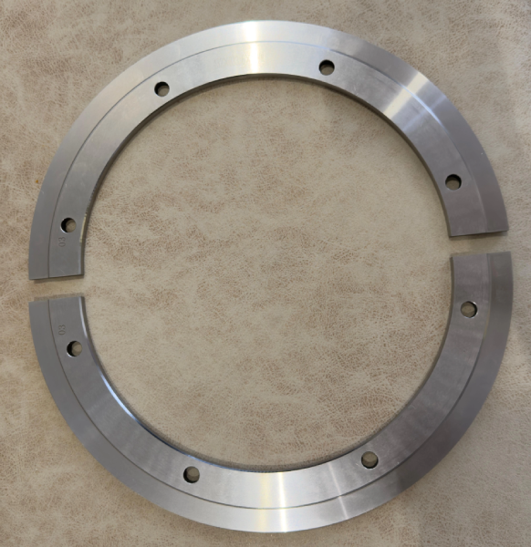 Two-piece slitter ring assembled into one circle